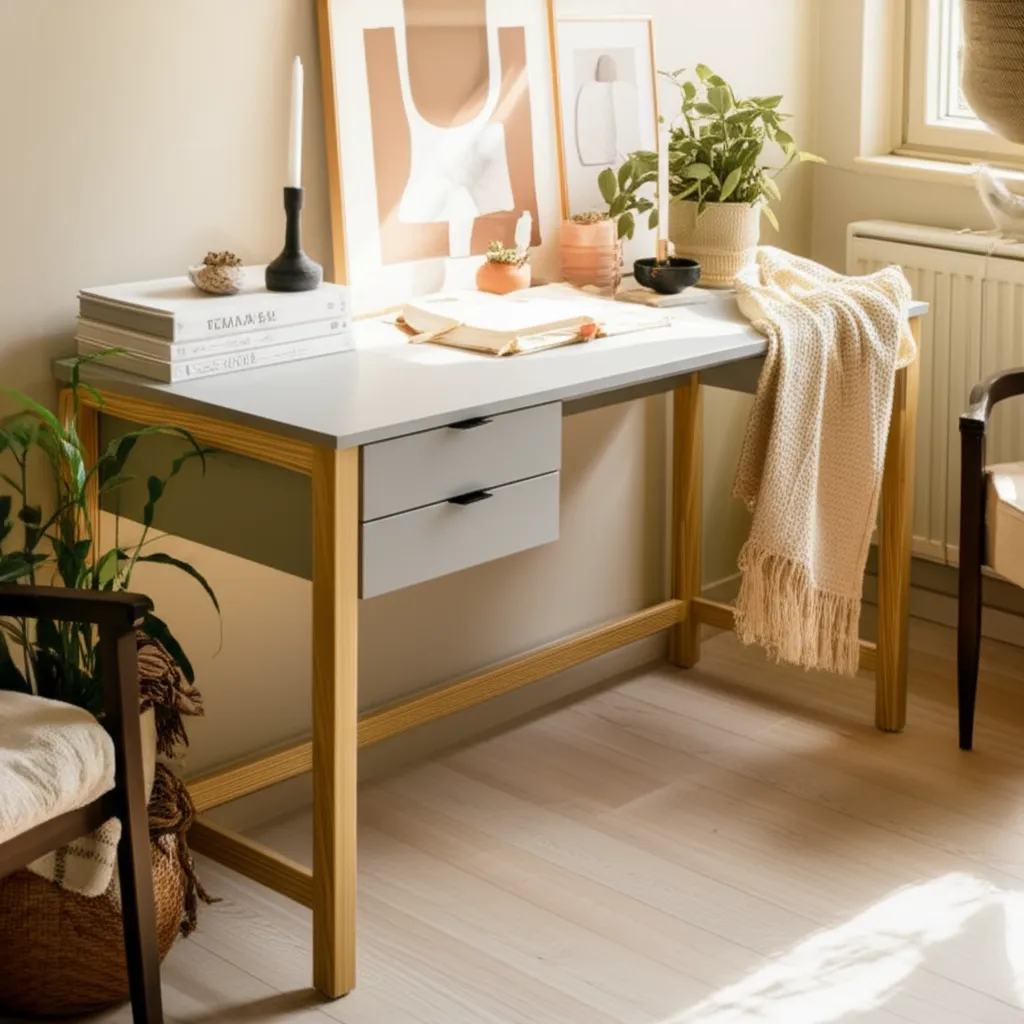 Biurko VERYSIMPL B-DES7 w stylu scandi z naturalnym drewnem
