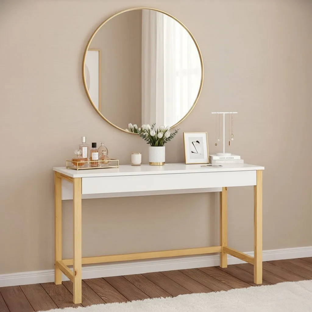 Toaletka VERYSIMPL B-DES5/1 biała w sypialni — wersja 100×32 cm