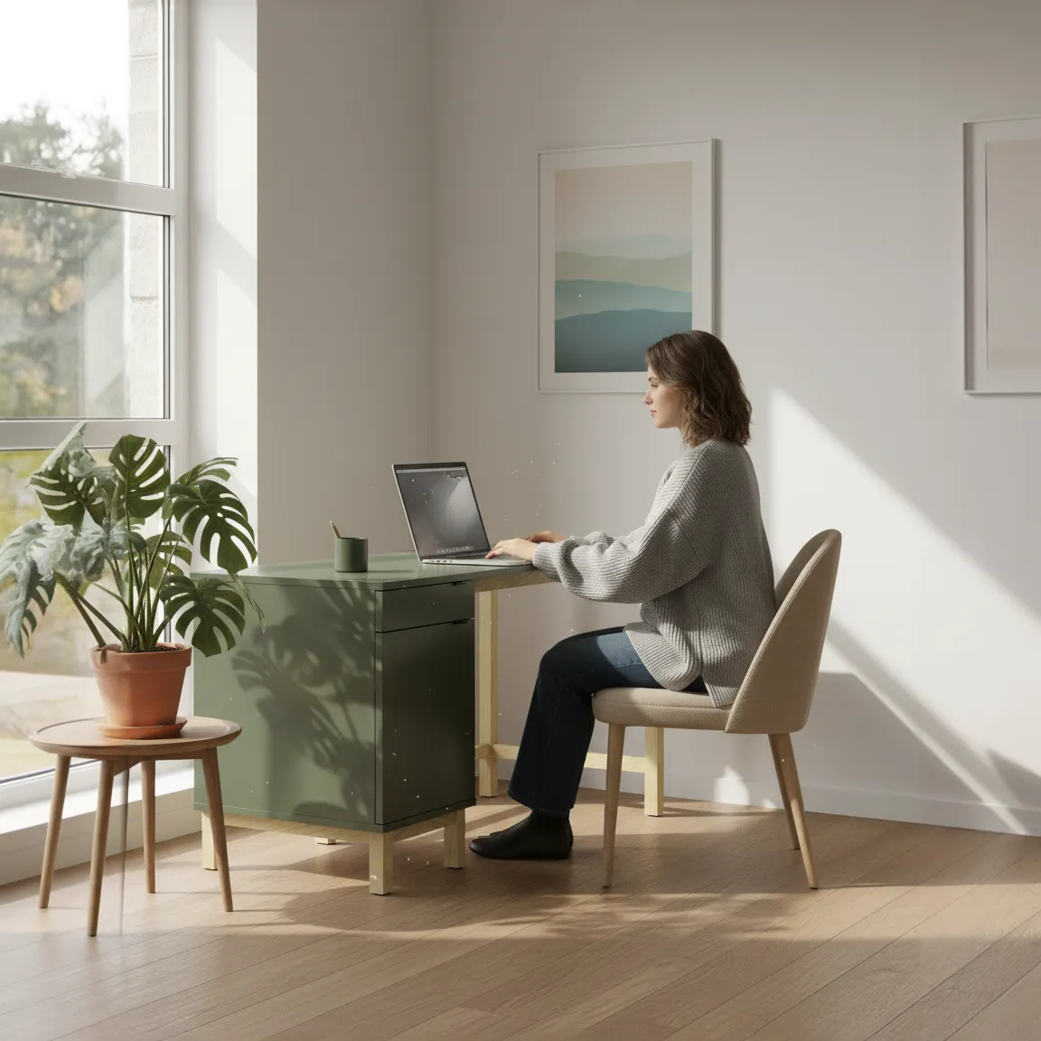 Biurko VERYSIMPL w loftowym wnętrzu z dodatkami glamour