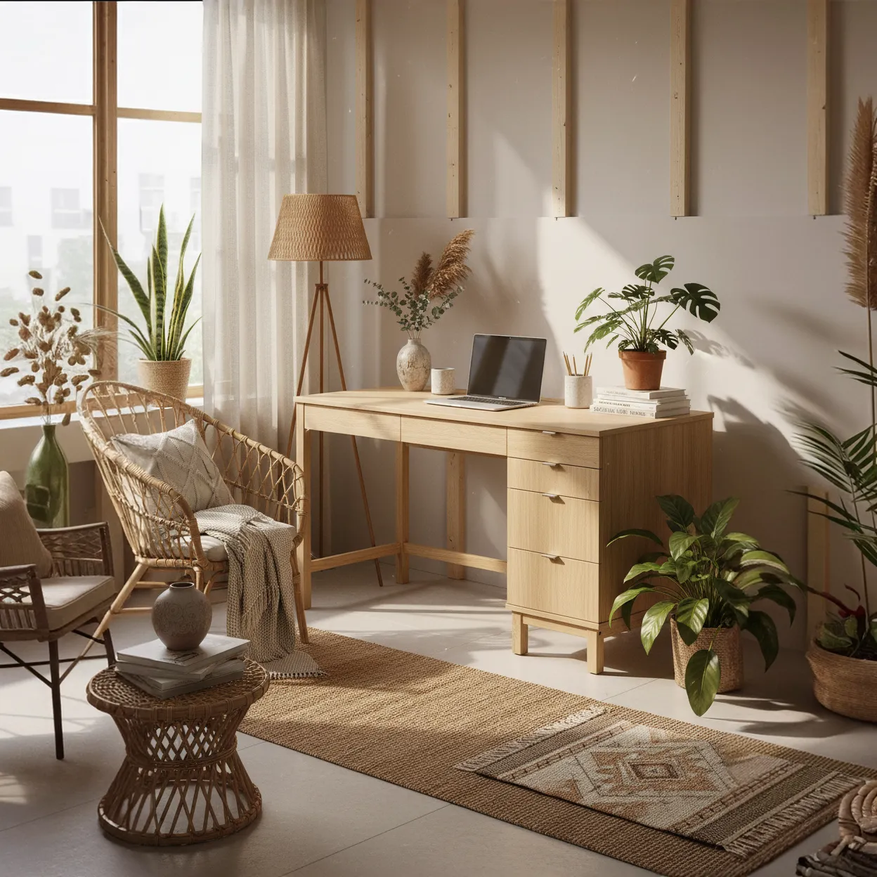 Biurko VERYSIMPL w jasnym, nowoczesnym wnętrzu home office