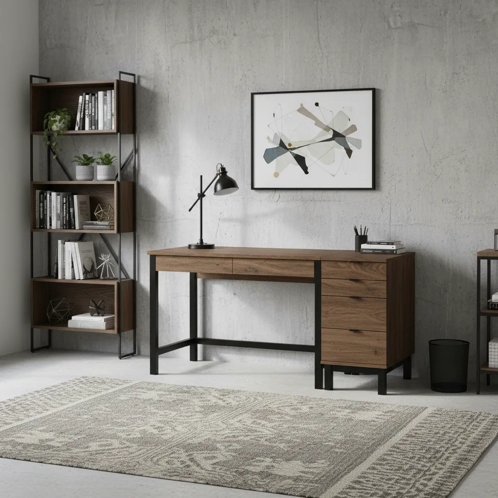 Biurko VERYSIMPL przy ścianie w nowoczesnym wnętrzu