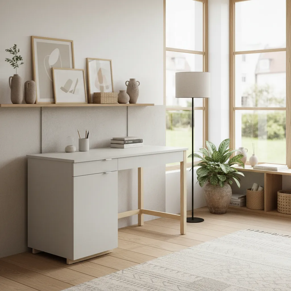 Biurko VERYSIMPL w jasnym wnętrzu scandi soft