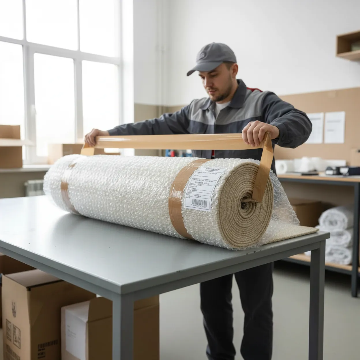 Pakowanie dywanu Dywanopol do wysyłki – zwijanie i zabezpieczanie