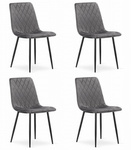 Komplet 4 krzeseł do kuchni TURIN - Ciemnoszare tapicerowane krzesła z aksamitu