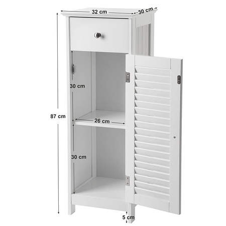 Biała szafka łazienkowa z szufladką - Słupek regał łazienkowy - VASAGLE BBC43WT