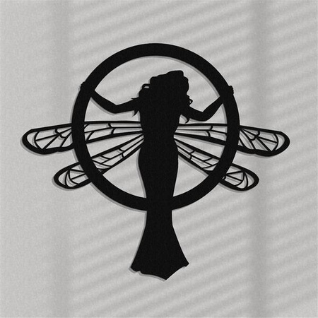 Dekoracyjny panel ażurowy, SECESJA, WOMAN DRAGONFLY, Dekoracja ścienna 3D, Ornament, BIAŁY