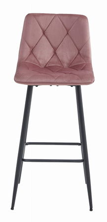 Różowy hoker NADO - Eleganckie, tapicerowane krzesło barowe pokryte aksamitem