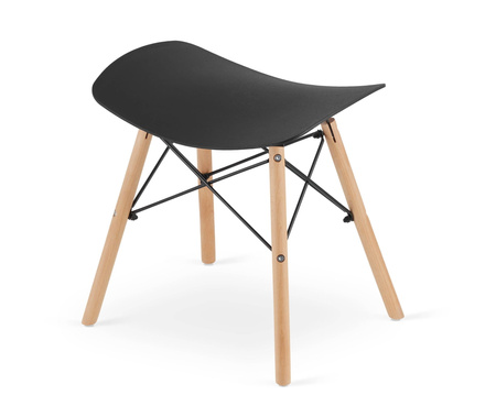 Czarny taboret z drewnianymi nogami do jadalni kuchni KORFU - Skandynawski stołek