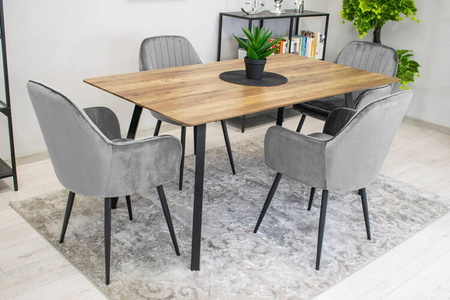 Szare tapicerowane krzesła z podłokietnikami do jadalni LUGO - Fotele do jadalni (2 sztuki)