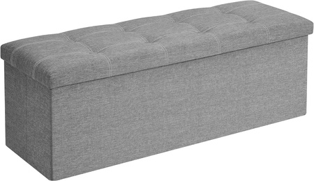 Składana pufa ze schowkiem - Szara pufa do przechowywania 110cm SONGMICS LSF077G05V1