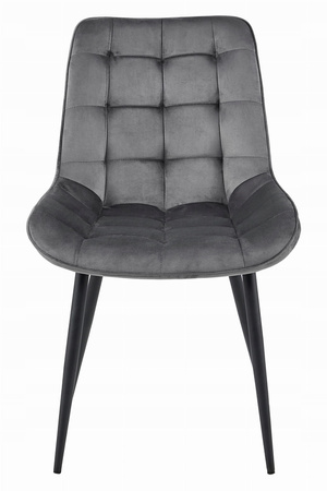 Ciemnoszare krzesła BERA do jadalni (zestaw 4 sztuk) - Tapicerowane pikowane krzesła