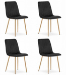 Czarne welurowe krzesła LAVA do jadalni i salonu (4 sztuki) - Tapicerowane krzesła