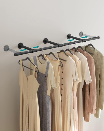 Drążek ścienny na ubrania - Czarny wieszak na ścianę - SONGMICS HSR104B01