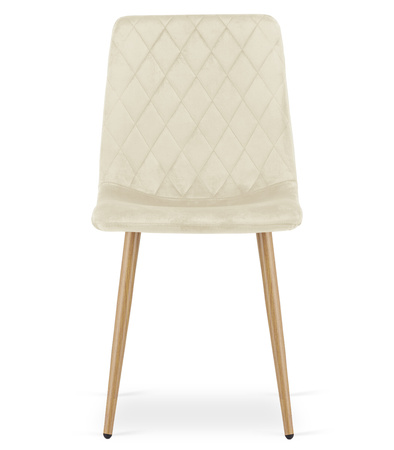 "Krzesło TURIN - jasny beż aksamit / nogi kolor drewna x 4"