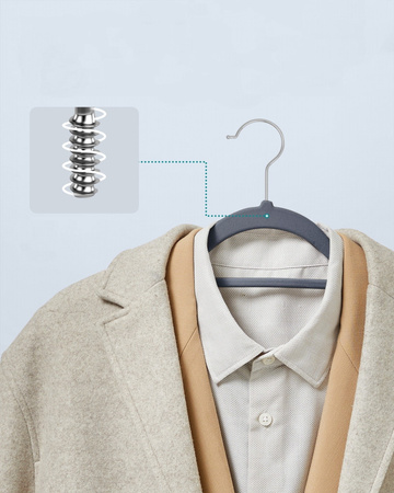 Welurowe wieszaki ubraniowe - Szare wieszaki na ubrania 20szt - SONGMICS CRF20VX