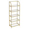 Złoty szklany regał do salonu Glamour - Metalowa 5-poziomowa połka - VASAGLE LGT051A61