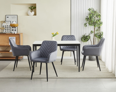 "Krzesło NANA - ciemny szary aksamit / nogi czarne x 2"