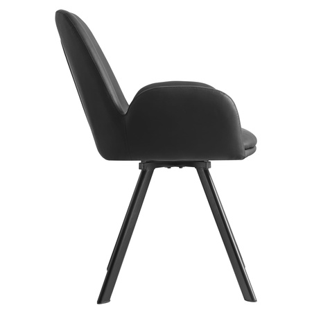 Czarne krzesła z podłokietnikami ELIA - Funkcjonalne, obrotowe krzesła z ekoskóry x2