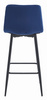 Granatowy stołek barowy POZZA - Tapicerowany, pokryty aksamitem hoker z podnóżkiem