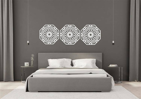 DEKORACYNY TRYPTYK MAROKAŃSKI, STYL MAROKAŃSKI, DEKORACJA ŚCIENNA 3D, ORNAMENT, BIAŁY