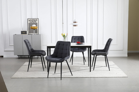 Ciemnoszare krzesła BERA do jadalni (zestaw 4 sztuk) - Tapicerowane pikowane krzesła