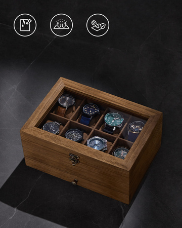 Drewniane pudełko na zegarki - Szkatułka na zegarki - SONGMICS JOW008K01