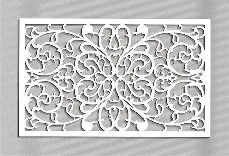 DEKORACYJNY PANEL AŻUROWY, ORNAMENT KWIATOWY, DEKORACJA ŚCIENNA 3D, 73 x 120 cm, CZARNY