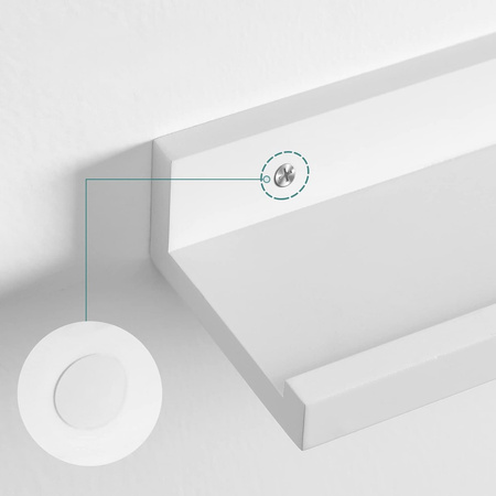 Zestaw 3 półek ściennych - Białe, wiszące półki ścienne na zdjęcia SONGMICS LWS38WT