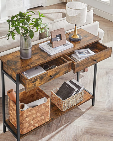 Konsola salonowa z szufladami Loft - Industrialna konsola do przedpokoju - VASAGLE LNT015B01V1