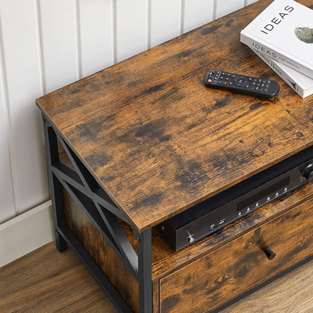 Rustykalna szafka RTV - Loft Szafka pod telewizor z 2 szufladami - VASAGLE LTV300B01V1