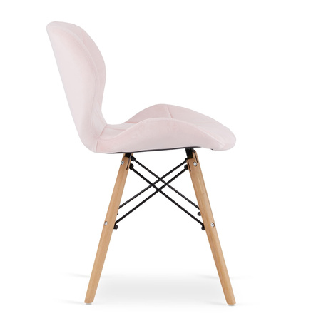 Krzesło tapicerowane do jadalni LAGO - Różowe krzesło z eko skóry