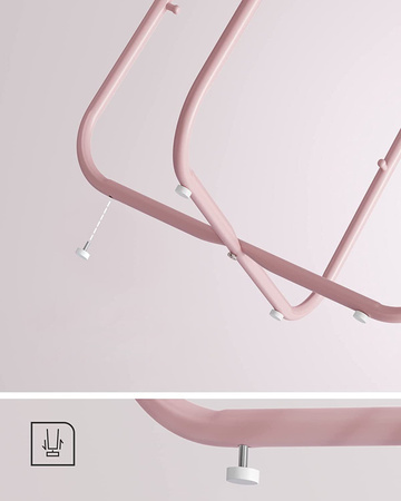 Różowy okrągły stolik kawowy z koszem 45 cm - Stolik ze schowkiem - SONGMICS - LET223R61