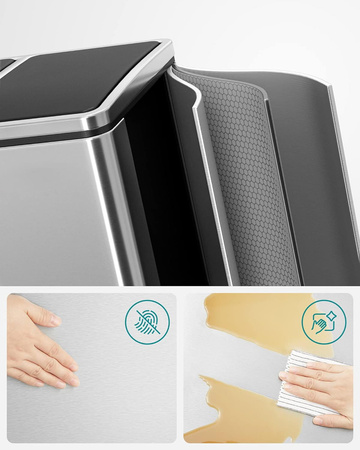 Kosz do segregacji śmieci - Duży kosz na śmieci stal nierdzewna - SONGMICS LTB54NL