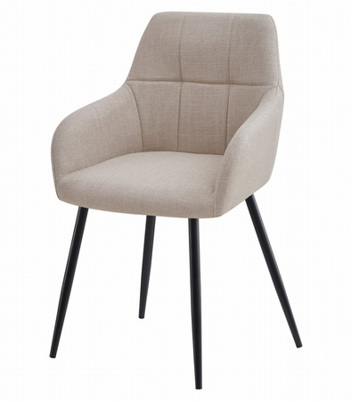 Beżowe krzesło BENI - Kubełkowe, tapicerowane krzesło z podłokietnikami