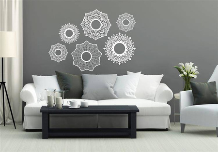 DEKORACYJNE PANELE AŻUROWE, ZESTAW 6 ROZET, PIĘKNA OZDOBA ŚCIENNA 3D , ORNAMENT , CZARNY