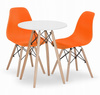 Zestaw stół i 2 krzesła do małej kuchni: Biały okrągły stół TODI 60cm i 2 pomarańczowe krzesła OSAKA