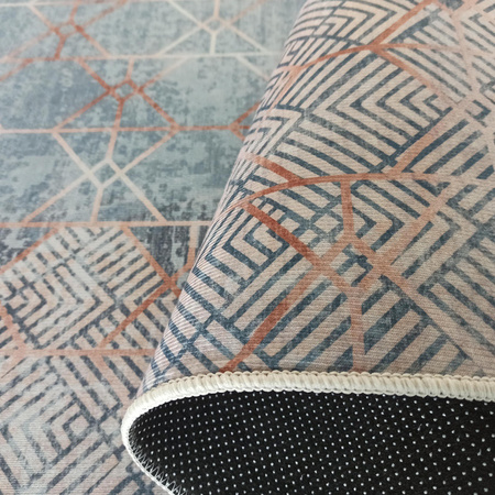 Dywan geometryczny nowoczesny Horeca-New 108 szary niebieski 60x100 cm