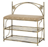 Ławka metalowa z dwiema półkami do przedpokoju RUMIANKI / pufa z półkami na buty [szer. 70 cm]