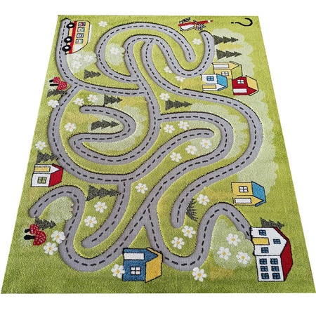 Dywan sensoryczny dla chłopca Ulice Color Kids 02 zielony 200x290 cm