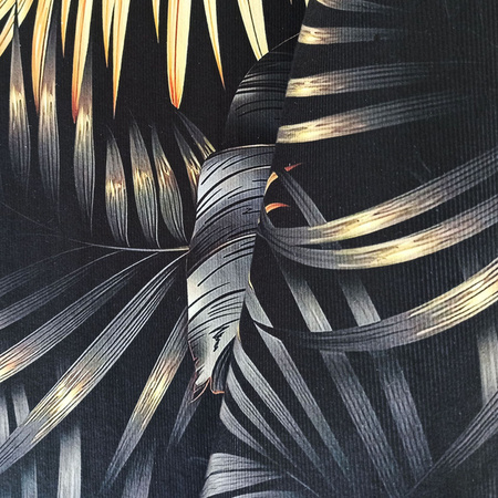 Dywan czarno złoty w liście nowoczesny BLACK and GOLD 06 - 80x150 cm