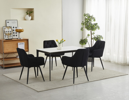 "Krzesło JORK360 - czarny aksamit / nogi czarne x 1"