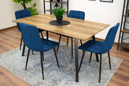 Tapicerowane krzesło granatowe z czarnymi nogami KARA - Krzesło do kuchni