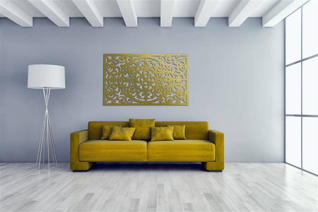 DEKORACYJNY PANEL AŻUROWY FLORELLE, DEKORACJA ŚCIENNA 3D, ORNAMENT,72 x 120 cm, CZARNY