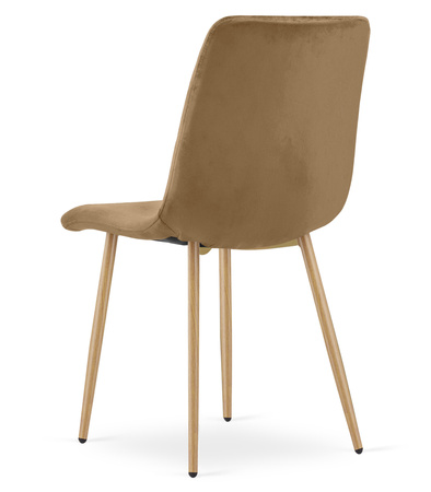 "Krzesło TURIN - brązowy aksamit / nogi kolor drewna x 2"