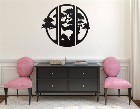 DEKORACYJNY TRYPTYK AŻUROWY, BONSAI, BOTANICZNA DEKORACJA ŚCIENNA, ZIELONY
