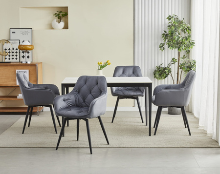 Krzesło JORK360 ciemnoszare obrotowe – z aksamitu, na czarnych metalowych nogach