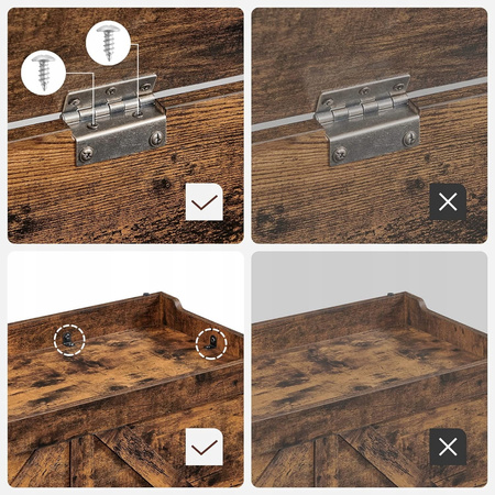 Brązowy ozdobny kufer drewniany - Skrzynia drewniana schowek (Brąz Vintage) VASAGLE LSB060T01