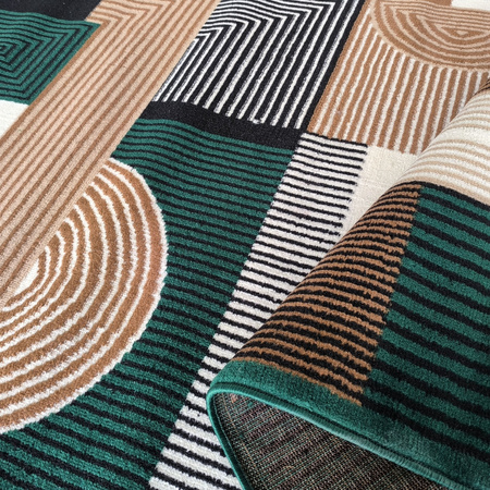 Geometryczny dywan 40x60 / Alfa 18 - Zielony, nowoczesny dywan BCF do salonu