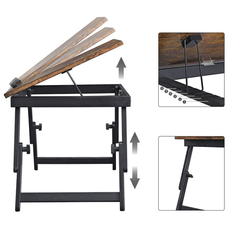 Loftowy stolik pod laptopa - czarne nóżki i brązowy blat - VASAGLE LLD104BY