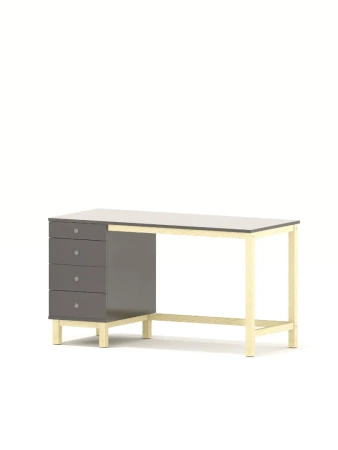 Biurko z czterema szufladami VERYSIMPL B-MODEL-4 — nowoczesne biurko z kontenerem 39 cm